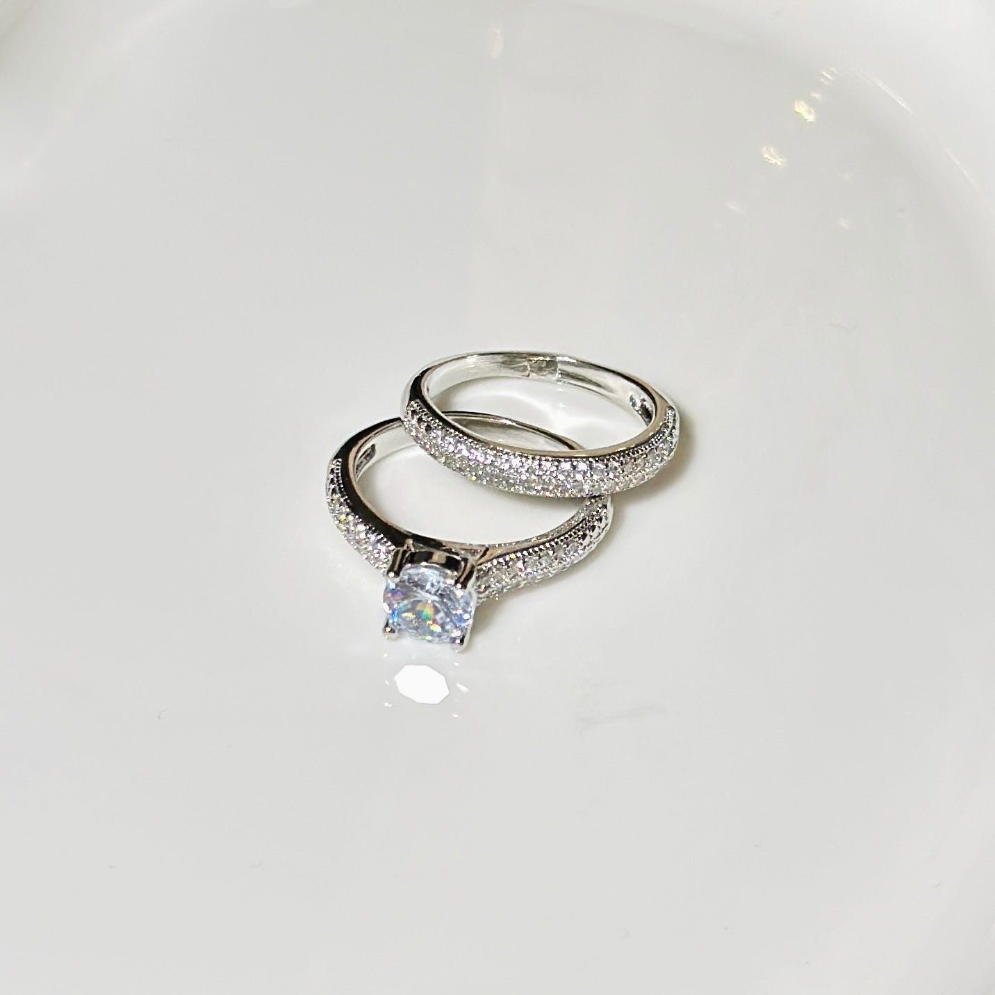 Silver plated elegant double ring