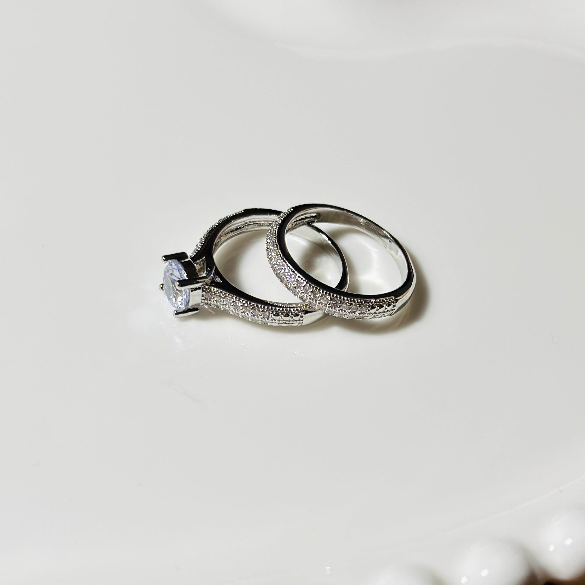 Silver plated elegant double ring
