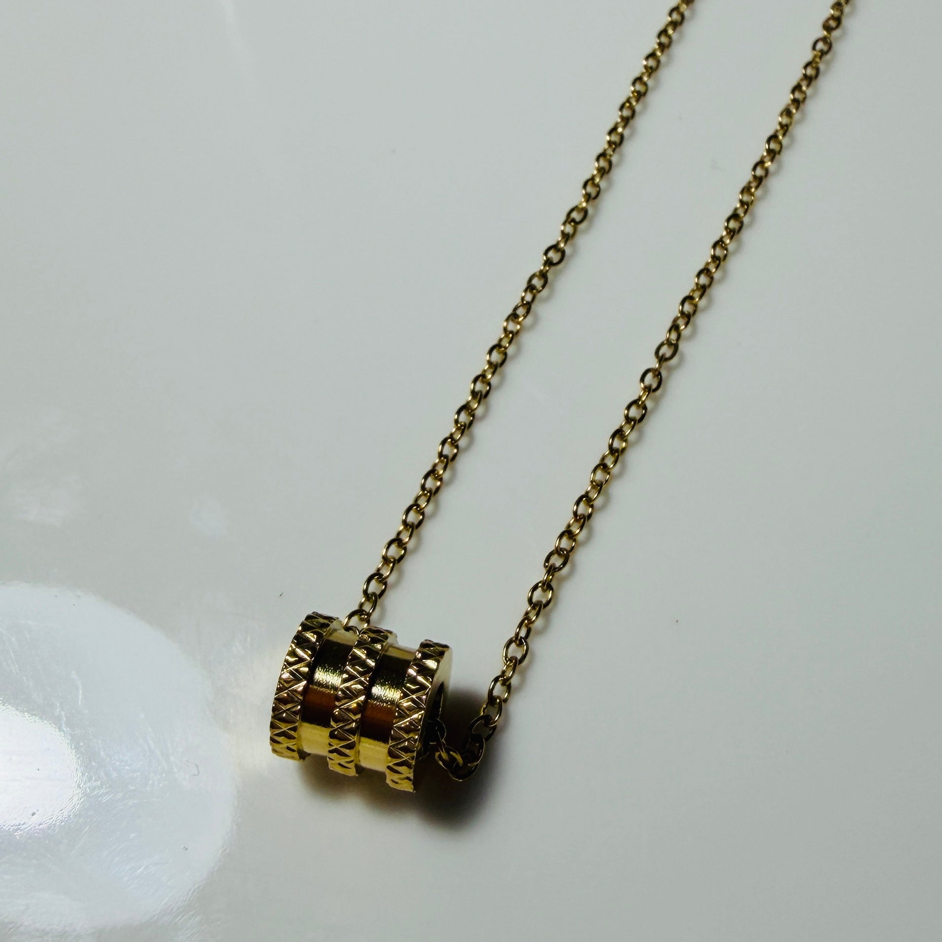 Embossed Spiral Coil Pendant Necklace – Gold Toned & Tarnish Resistant