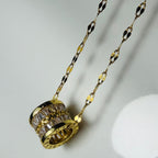 Cylinder Pave Crystal Pendant Necklace – Gold Toned & Tarnish Resistant