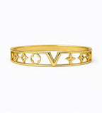 Monogram Icon V Cut-Out Bangle – Polished Gold Finish