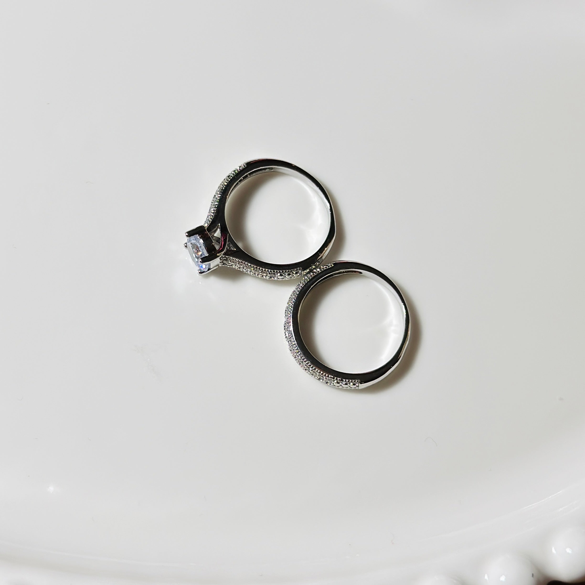 Silver plated elegant double ring