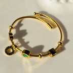 Gold Stainless Steel Cable Bracelet with Roman Numeral Charms – Adjustable & Non-Tarnish