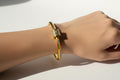 Gold-Toned Stainless Steel Crystal Bangle Bracelet – Durable & Water-resistant
