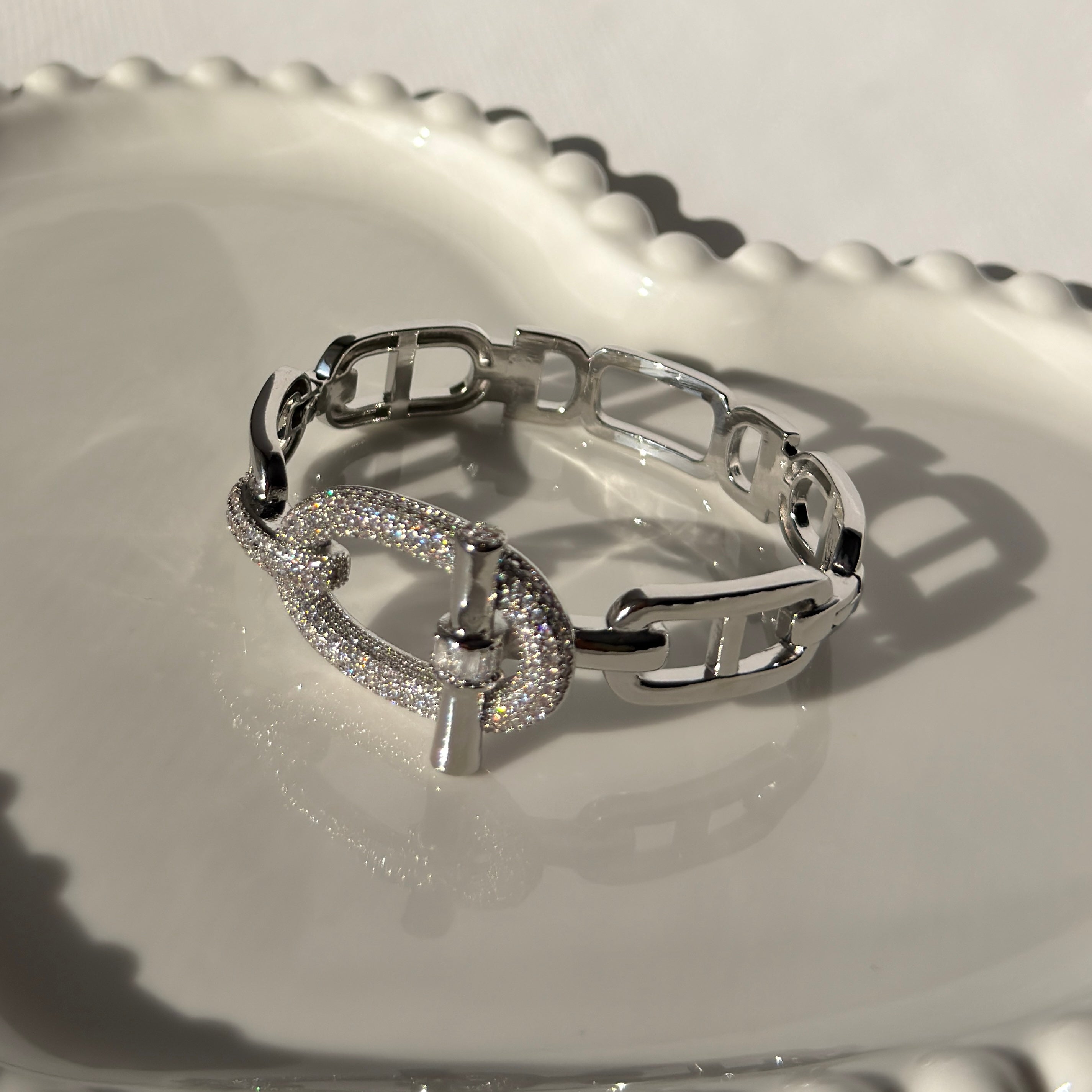 Luxury Gold and Silver Tone Pavé Link Bangle