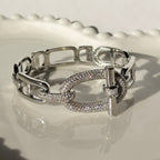 Luxury Gold and Silver Tone Pavé Link Bangle