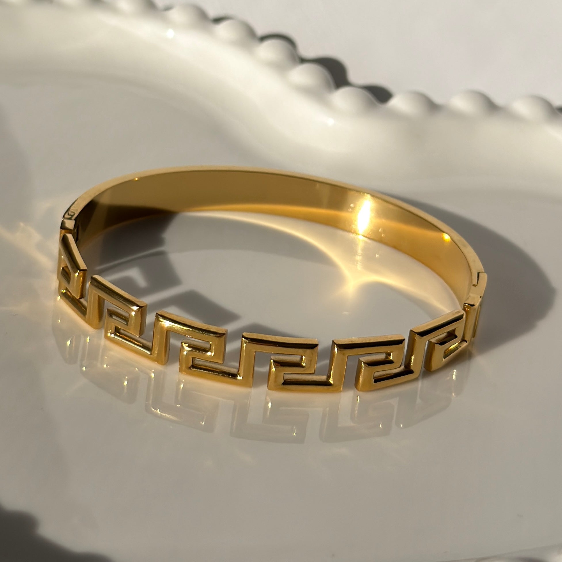 Greek Key Link Bracelet – Gold Toned & Tarnish Resistant