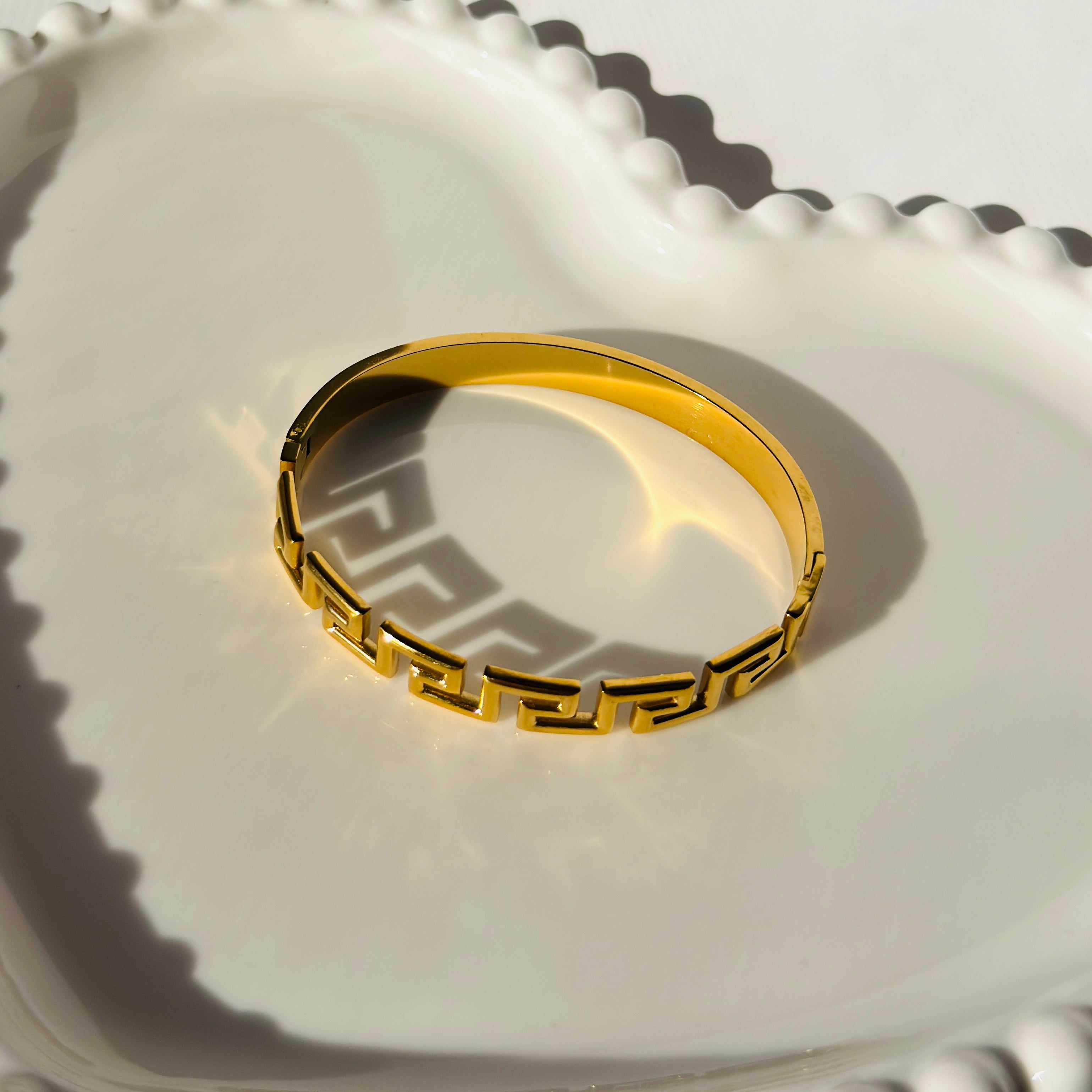 Greek Key Link Bracelet – Gold Toned & Tarnish Resistant