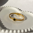 Roman Numeral & Black Onyx/Enamel Mesh Bracelet – Gold Toned & Tarnish Resistant