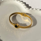 Roman Numeral & Black Onyx/Enamel Mesh Bracelet – Gold Toned & Tarnish Resistant
