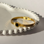 Roman Numeral & Black Onyx/Enamel Mesh Bracelet – Gold Toned & Tarnish Resistant