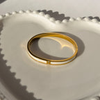 White Enamel & Crystal Accent Bangle Bracelet – Gold Toned & Tarnish Resistant