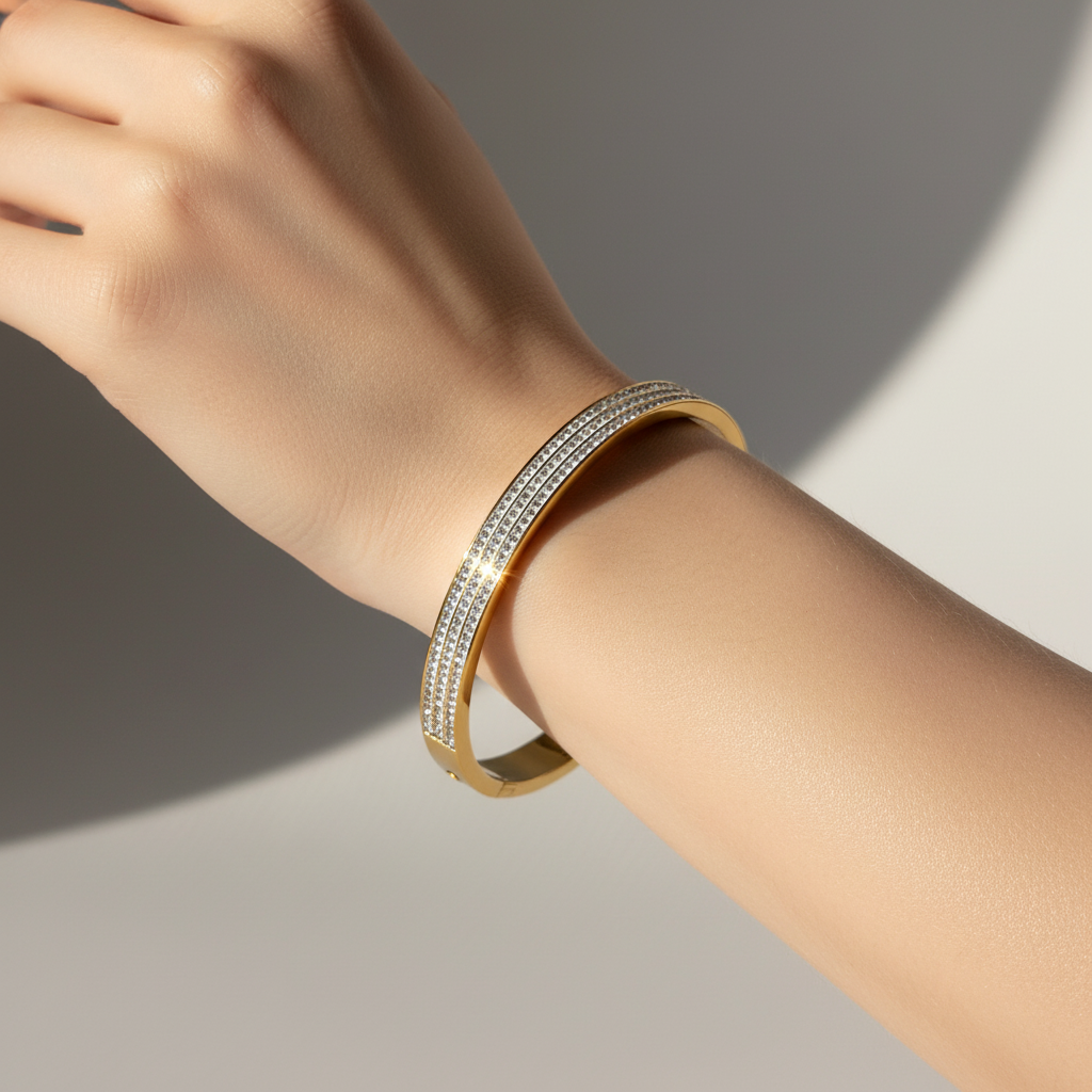 Crystal Bangle Bracelet – Gold Toned & Tarnish Resistant