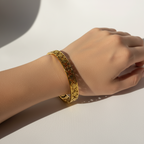 Embossed Floral Pattern Bangle Bracelet – Gold Toned & Tarnish Resistant