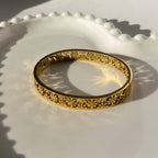 Embossed Floral Pattern Bangle Bracelet – Gold Toned & Tarnish Resistant