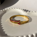 Pink Gemstone Open Bangle Bracelet – Gold Toned & Tarnish Resistant