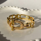 Luxury Gold and Silver Tone Pavé Link Bangle