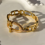 Luxury Gold and Silver Tone Pavé Link Bangle