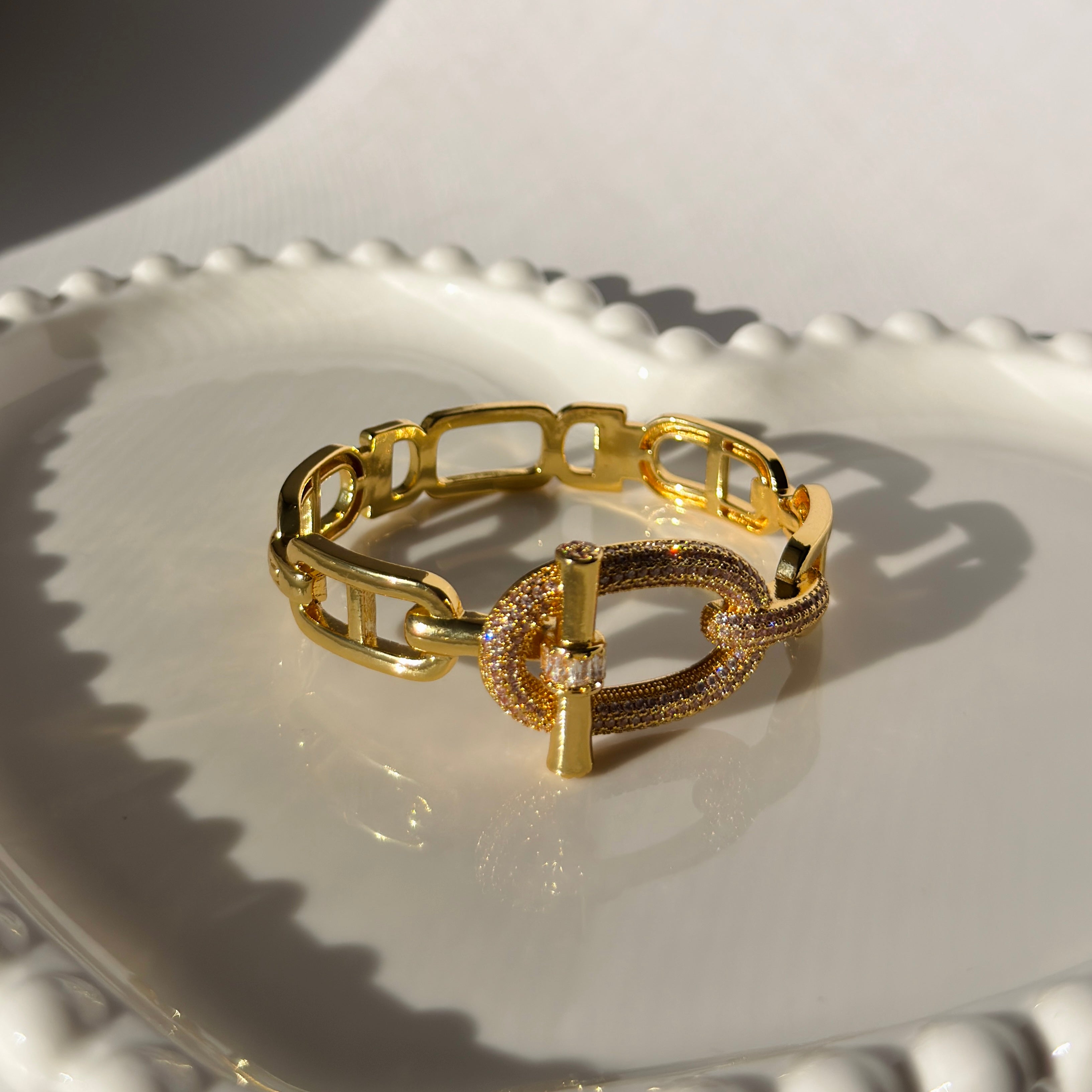 Luxury Gold and Silver Tone Pavé Link Bangle