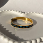 Black Enamel & Evil Eye Motif Bangle Bracelet – Gold Toned & Tarnish Resistant