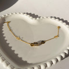 Pave Cylinder Charm Adjustable Bracelet – Gold Toned & Tarnish Resistant