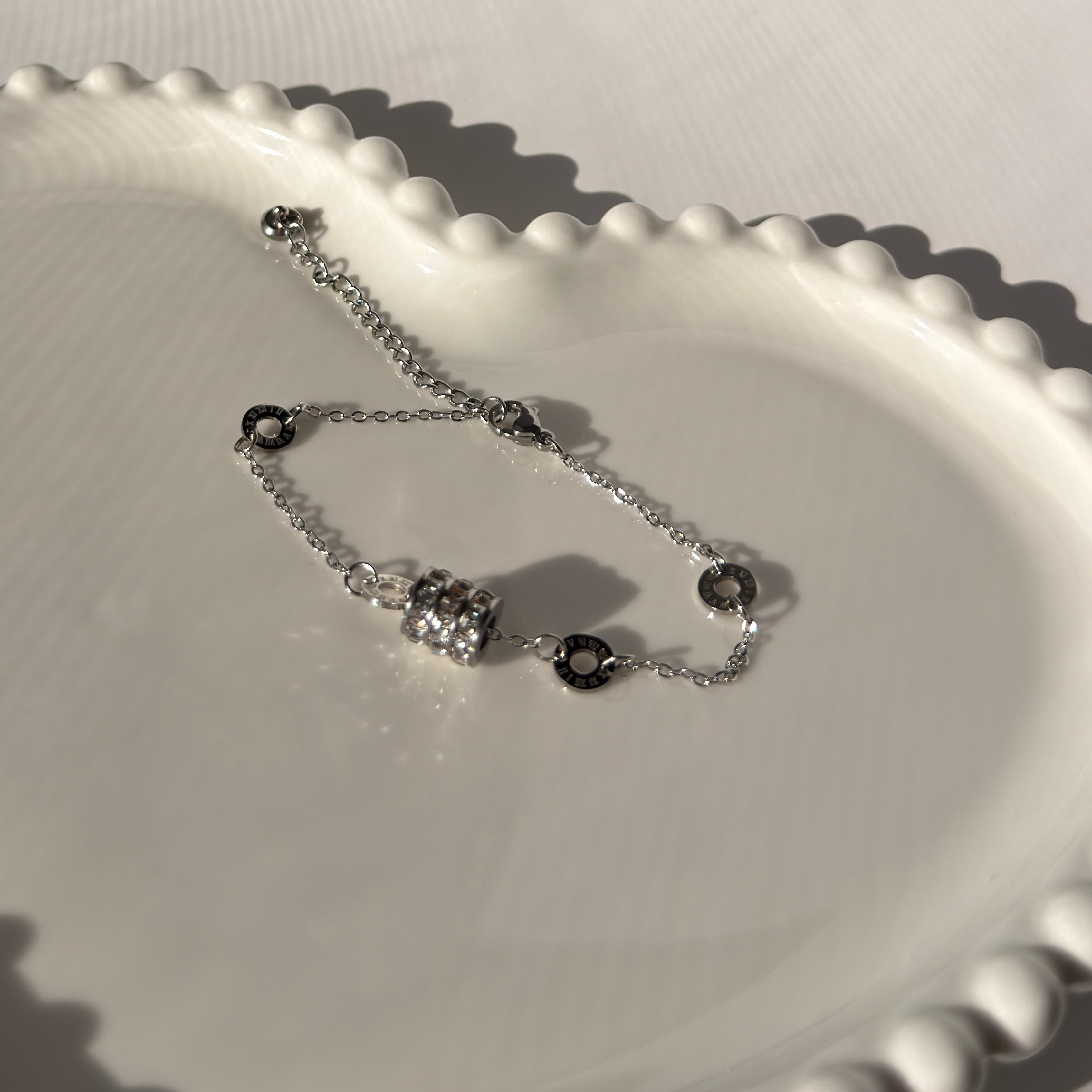 Pave Cylinder Charm Adjustable Bracelet – Gold Toned & Tarnish Resistant