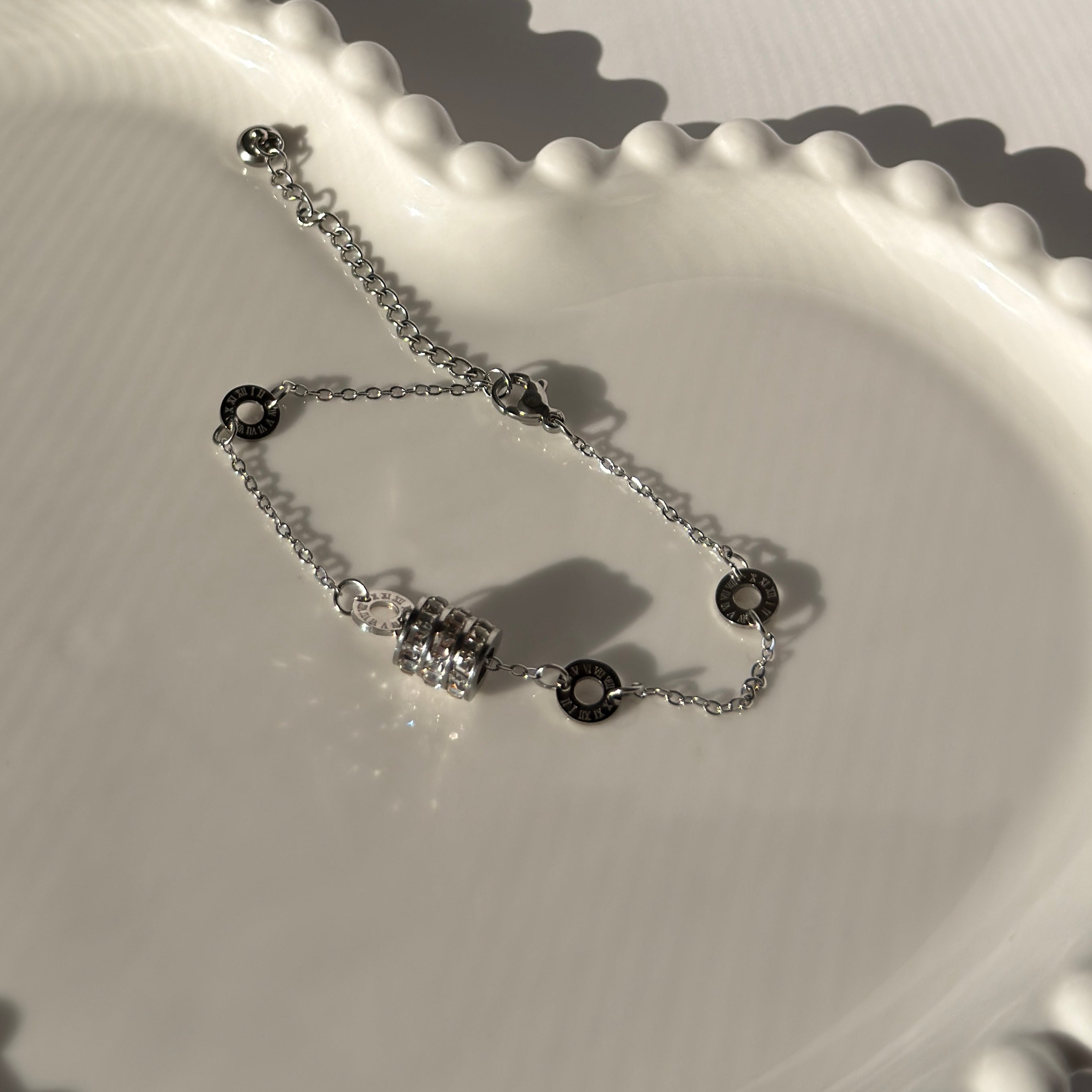 Pave Cylinder Charm Adjustable Bracelet – Gold Toned & Tarnish Resistant