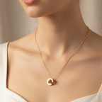 Roman Numeral Interlocking Ring Necklace – Durable & Tarnish-Resistant