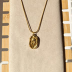 Embossed Tulip Pendant Necklace – Gold Toned & Tarnish Resistant