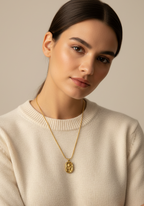Embossed Tulip Pendant Necklace – Gold Toned & Tarnish Resistant