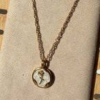 Embossed Rose Coin Pendant Necklace – Gold Toned & Tarnish Resistant