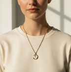 Embossed Rose Coin Pendant Necklace – Gold Toned & Tarnish Resistant