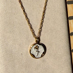 Embossed Rose Coin Pendant Necklace – Gold Toned & Tarnish Resistant