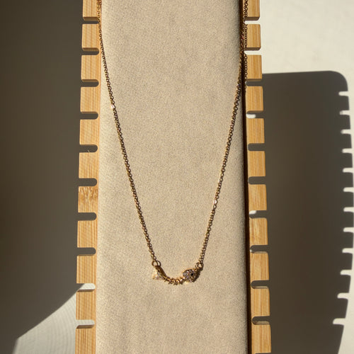 Curved Fish & Triangle Accent Pendant Necklace – Gold Toned & Tarnish Resistant