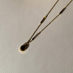 Gold Toned Roman Numeral Coin & Rectangle Link Necklace– Tarnish Resistant