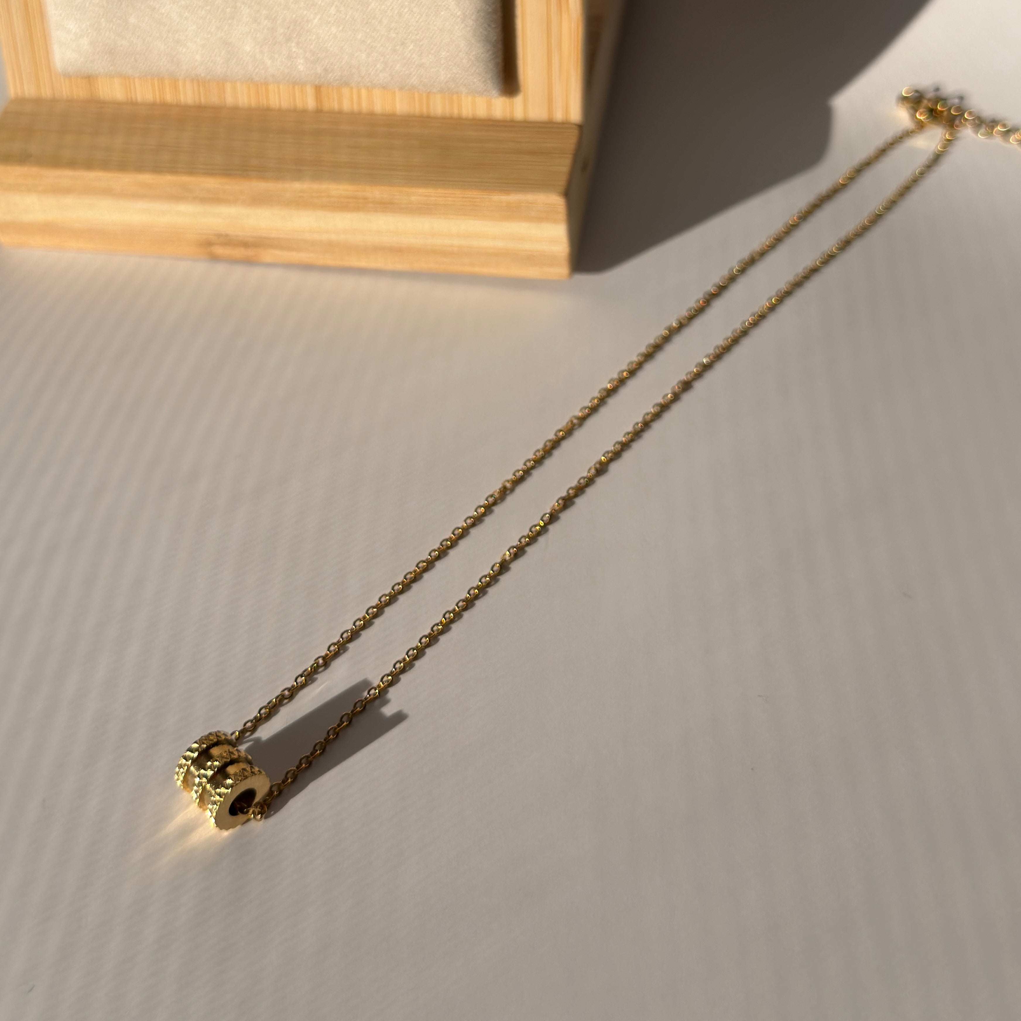 Embossed Spiral Coil Pendant Necklace – Gold Toned & Tarnish Resistant