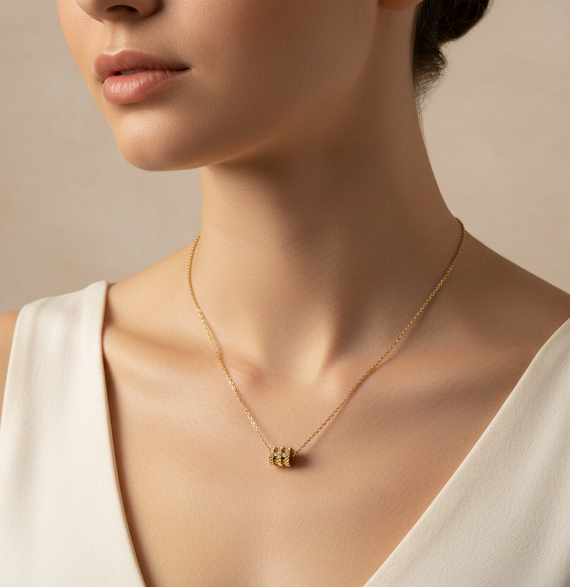 Embossed Spiral Coil Pendant Necklace – Gold Toned & Tarnish Resistant