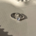 Silver plated Double ring with zircons