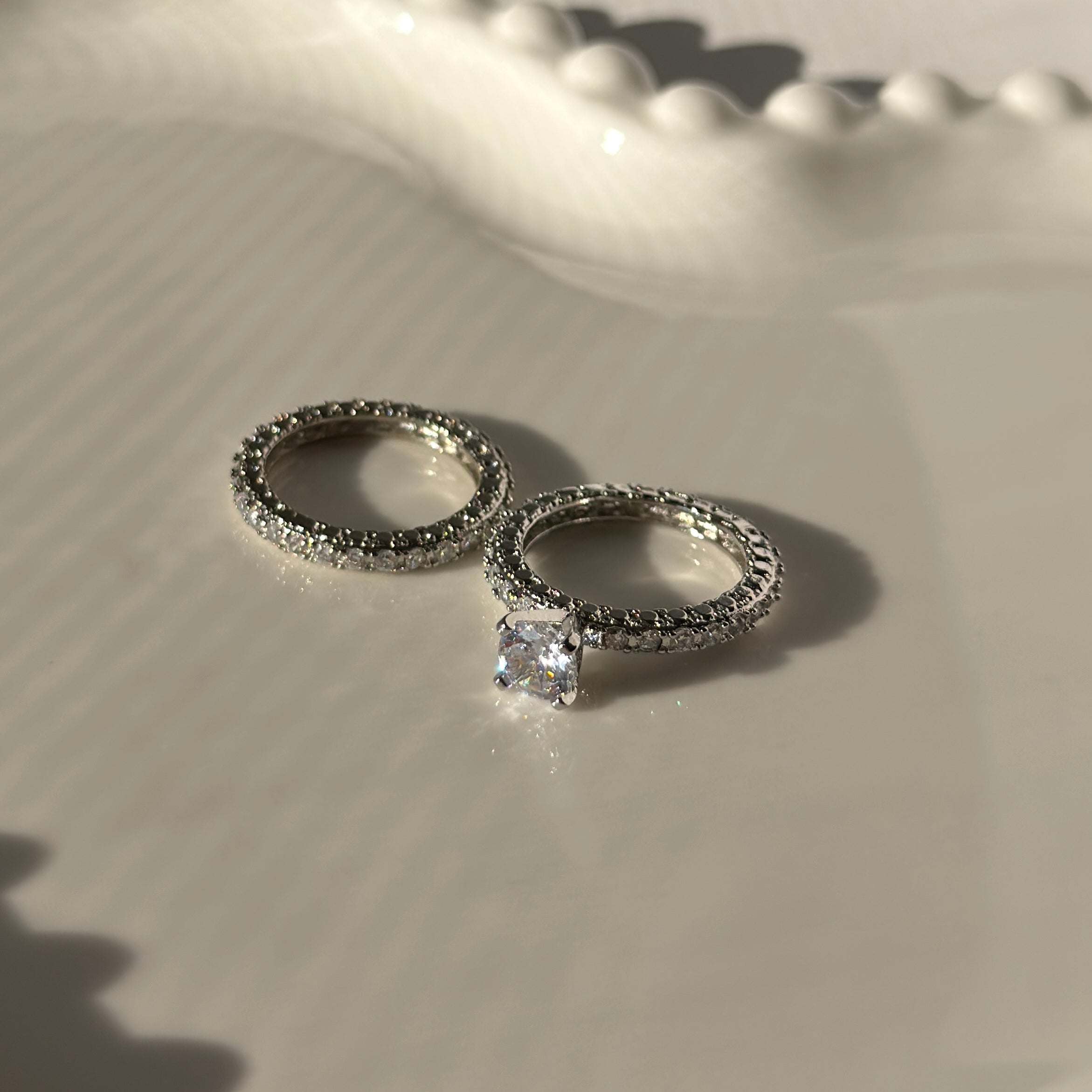 Silver plated Double ring