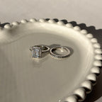 Double ring with rectangle stone