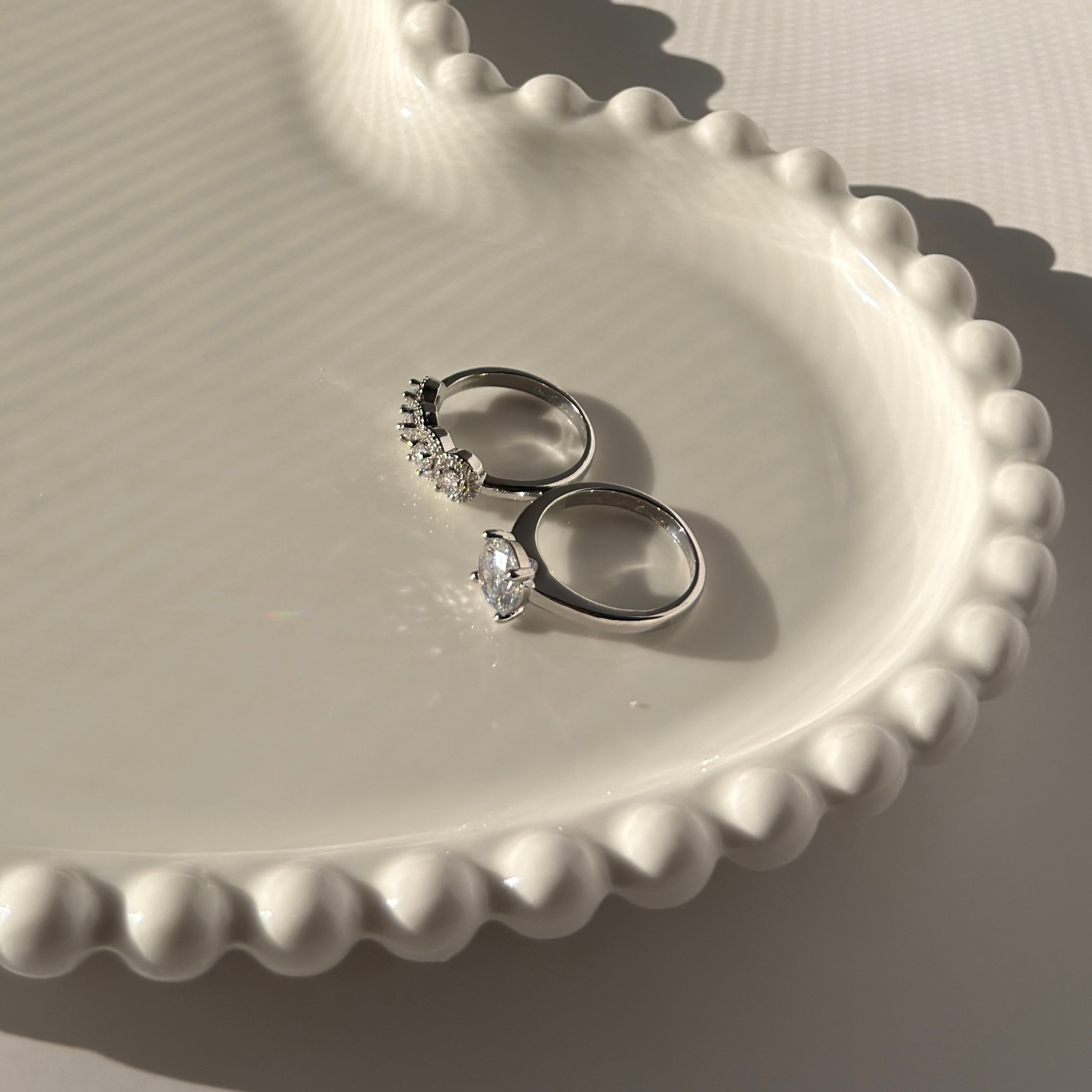 Double ring with silver plating