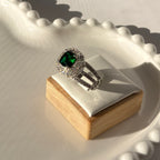 Silver plated ring with heightened stone in elegant colors
