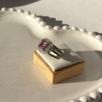 Silver plated ring with heightened stone in elegant colors